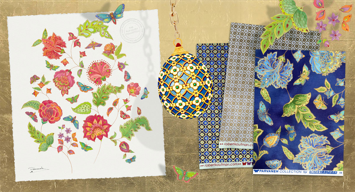 kaufman fabric and palampore painting