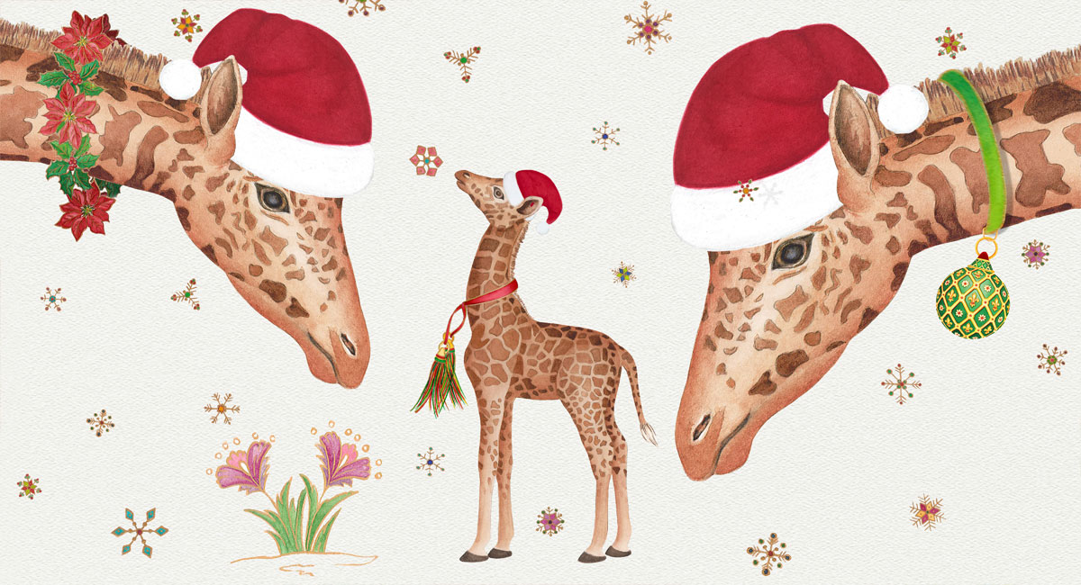 christmas giraffe family